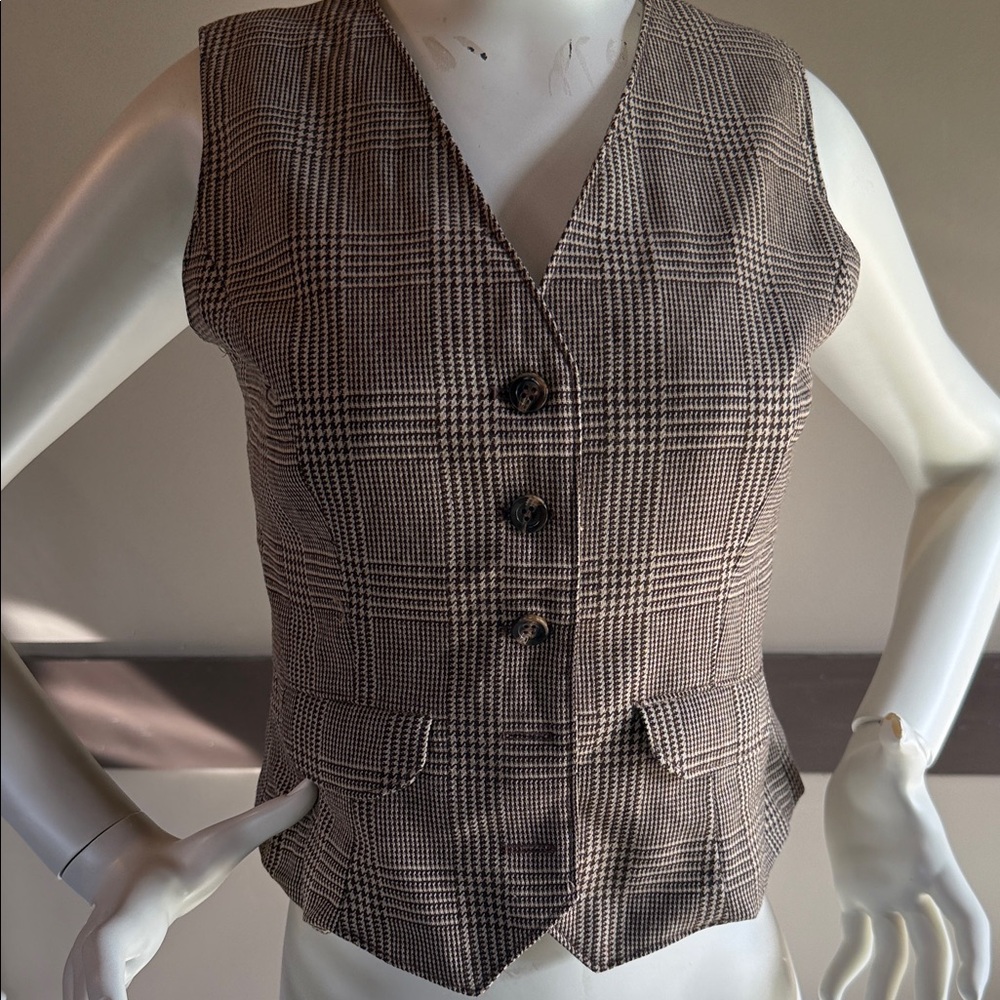 Vintage Evan Picone Plaid Tailored Vest